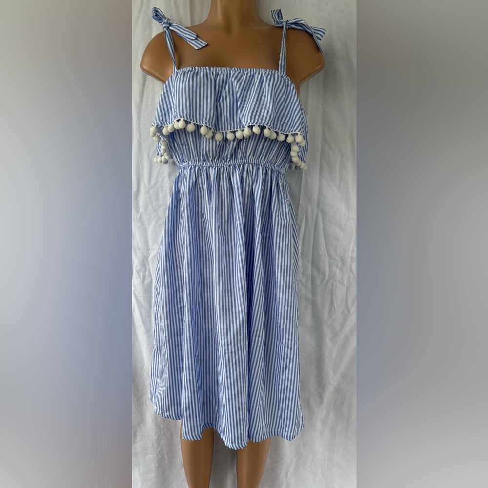 NWT IFFEI Women Striped Straps Sundress Summer Dress Waisted With Tassels size M